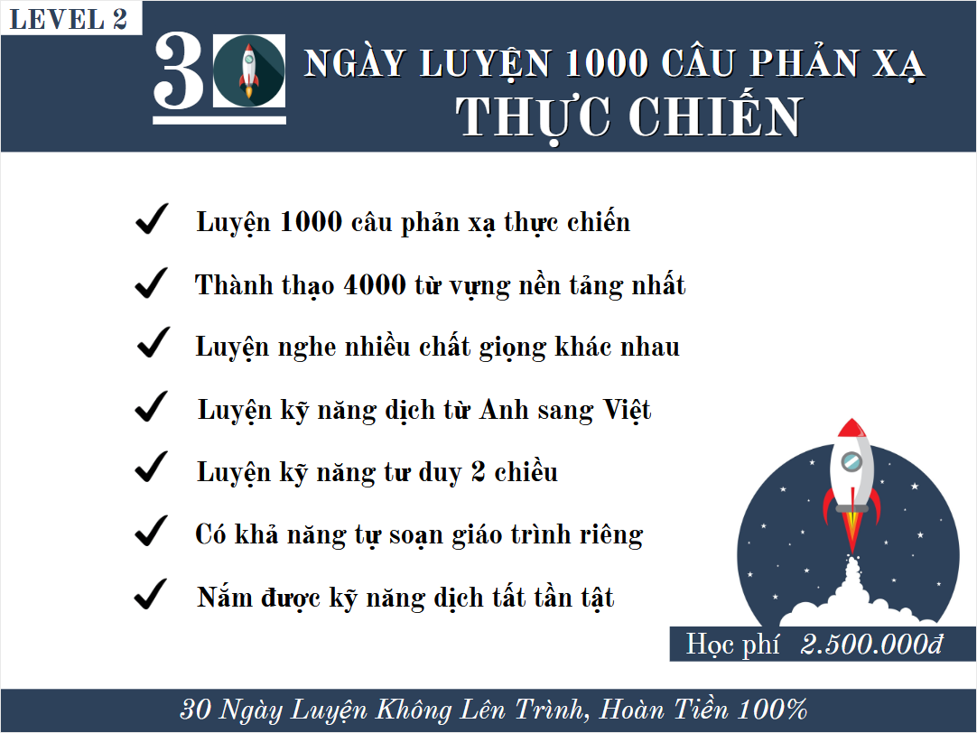 30 Ngày Luyện Phản Xạ 1000 Câu Thực Chiến( Level 2 )